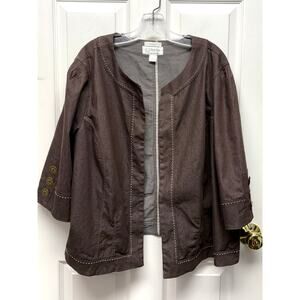 C.J. Banks Blazer Brown Stretch Jacket Women’s 2X Plus Open Front Casual